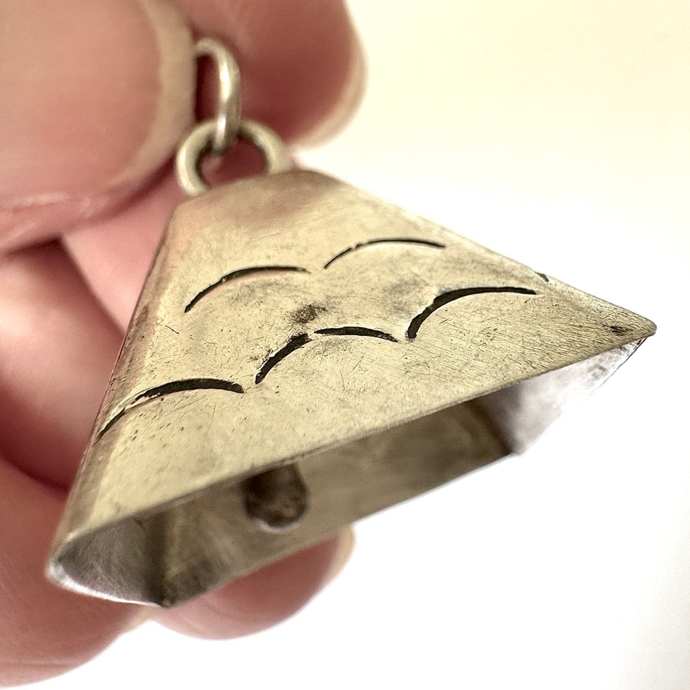 Navajo Mother in Law Bell Pendant 1in Sterling Stamped Charm VTG Harvey Mini